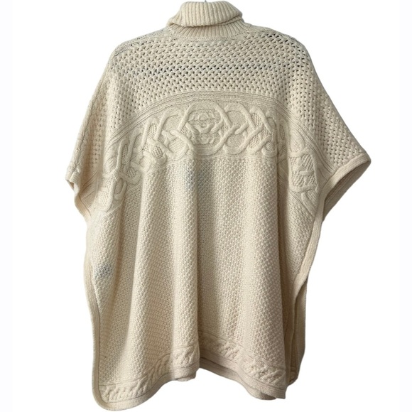 Ralph Lauren Womens Cream Ivory Chunky Cable Knit Sweater Poncho Petite Small - Picture 5 of 9